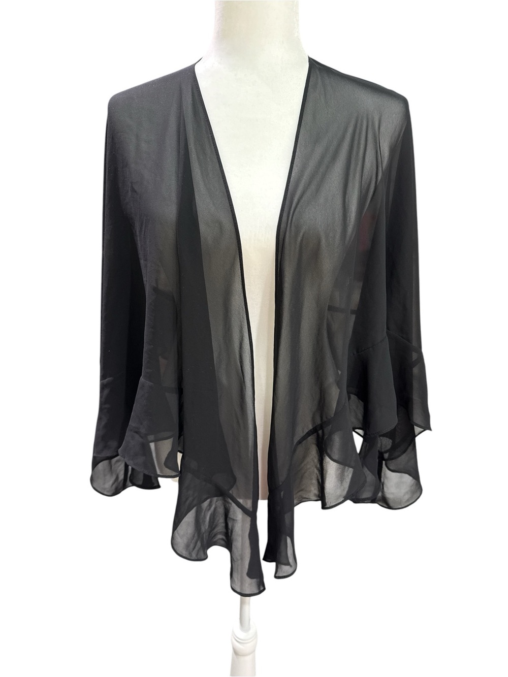 Investments Black Sheer Ruffled Wrap Scarf